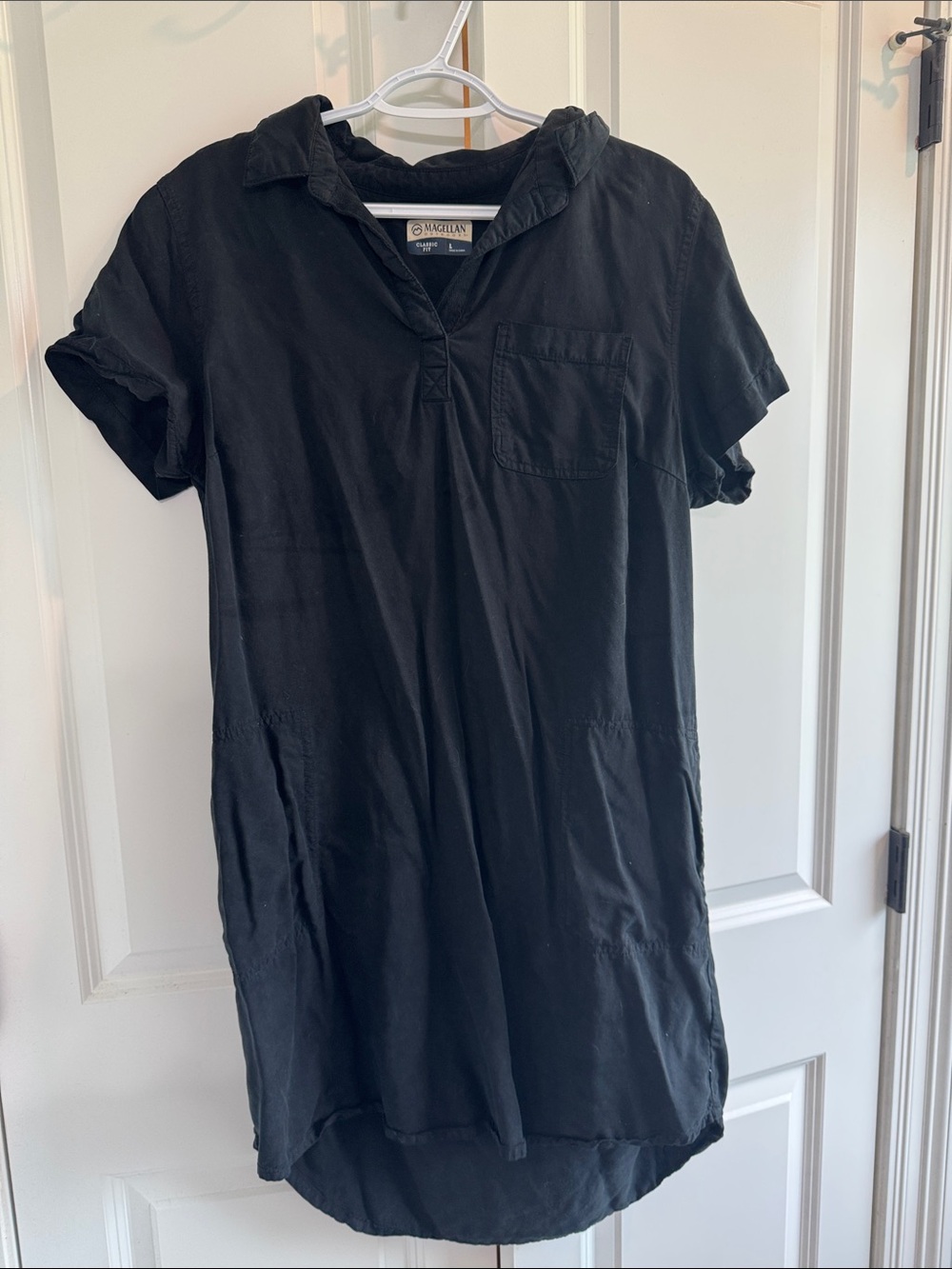 Magellan Outdoors Black Polo-Style Midi Shirt Dress